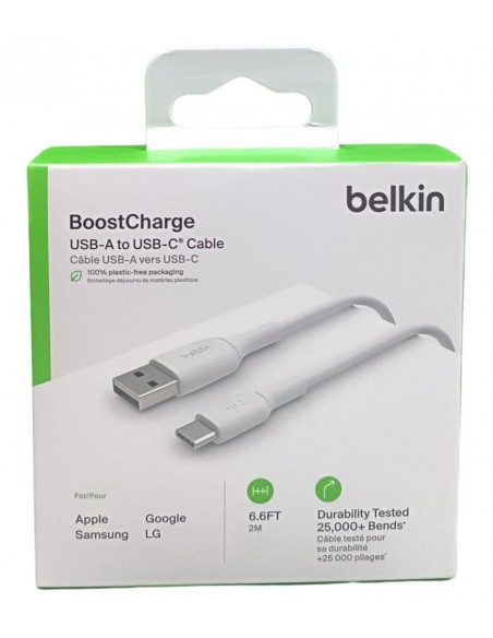 Cable usb tipo c a usb tipo a belkin 2m - macho - macho - blanco Cable usb tipo c a usb tipo a belkin 2m - macho - macho - blanco