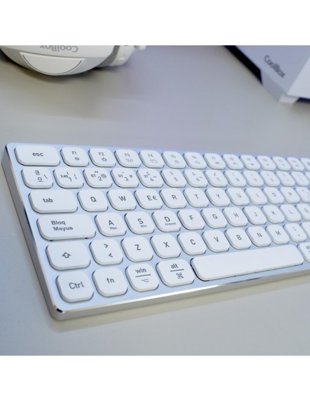 Teclado inalambrico retroiluminado coolbox moonlight key b431 plata blanco Teclado inalambrico retroiluminado coolbox moonlight key b431 plata blanco