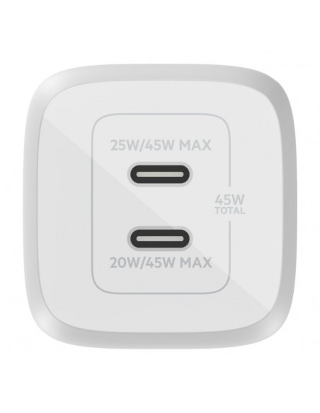 Cargador de pared belkin wch011vfwh 45w 2x usb tipo c blanco Cargador de pared belkin wch011vfwh 45w 2x usb tipo c blanco