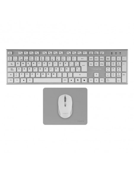 Teclado + raton gaming tacens zenith low profile inalambrico blanco