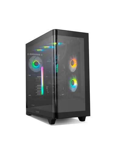 Caja ordenador gaming nox hummer ether atx argb cristal templado negro