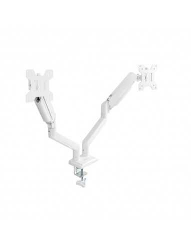 Soporte mesa tooq hasta 34 pulgadas vesa 100 x 100 max 10kg brazo doble blanco
