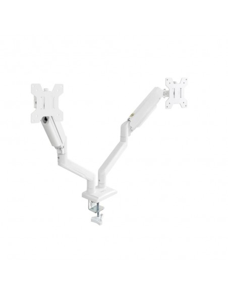 Soporte mesa tooq hasta 34 pulgadas vesa 100 x 100 max 10kg brazo doble blanco
