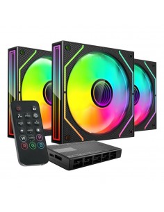 Ventilador caja mars gaming mf3dprokit argb 3x120mm negro + hub rf remote