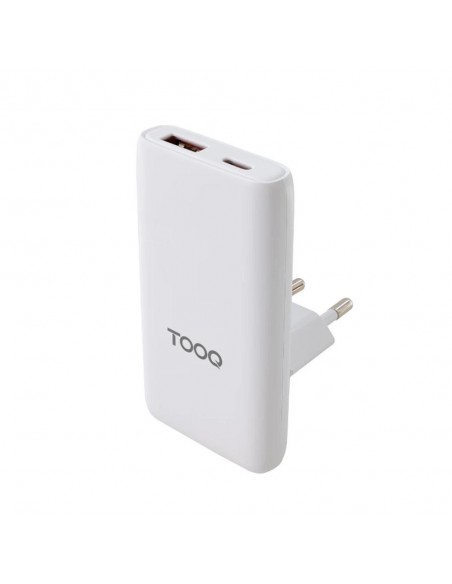 Cargador de pared tooq gan 65w 1x usb tipo c 1x usb tipo a
