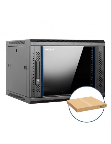 Armario rack mural 19 pulgadas phasak pro 9u 600x450 desmontado (envio flat pack) (incluyen 2 vent bolsa tornilleria)