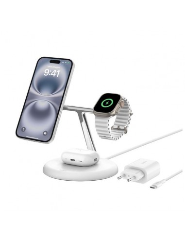 Base de carga inalambrica belkin wiz023vfwh 3 en 1 blanco