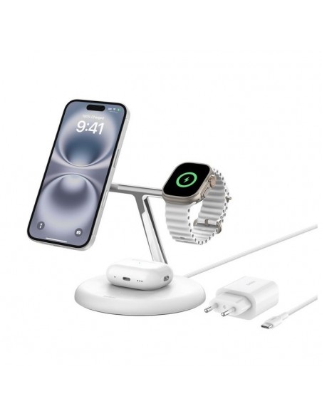 Base de carga inalambrica belkin wiz023vfwh 3 en 1 blanco