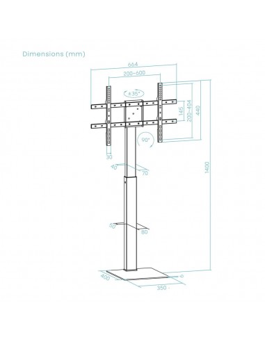 Soporte de suelo tooq para pantalla tv 37 pulgadas - 70 pulgadas fs2286m - b