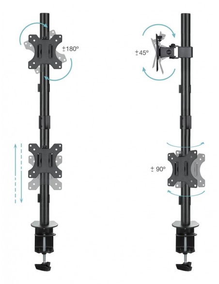 Soporte de mesa tooq 2 x 17 pulgadas - 32 pulgadas db1233tnv - b negro Soporte de mesa tooq 2 x 17 pulgadas - 32 pulgadas db1233tnv - b negro
