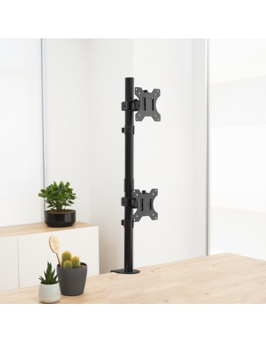 Soporte de mesa tooq 2 x 17 pulgadas - 32 pulgadas db1233tnv - b negro