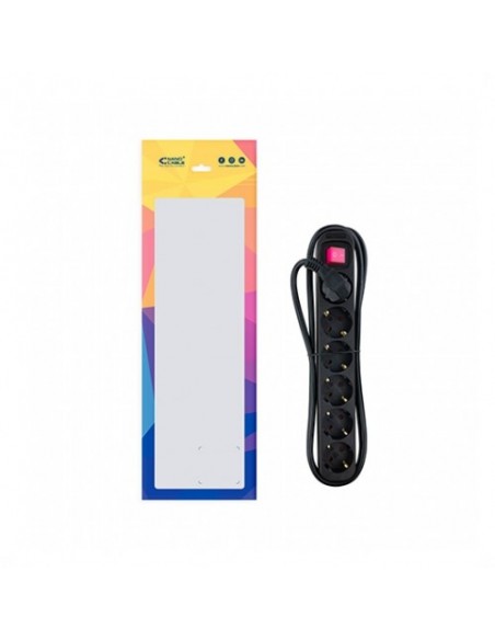 Regleta 6 tomas 1.4m nanocable con interruptor negro - 250v - proteccion