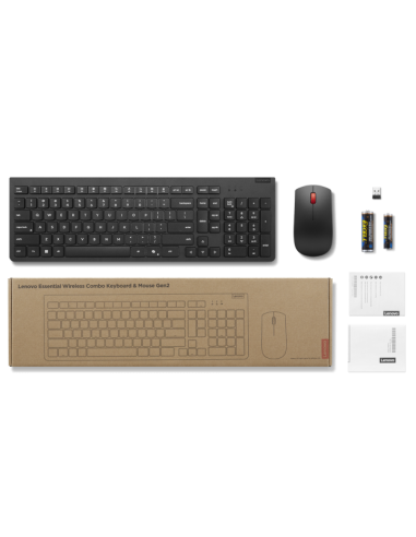 Teclado + raton lenovo essential inalambrico negro