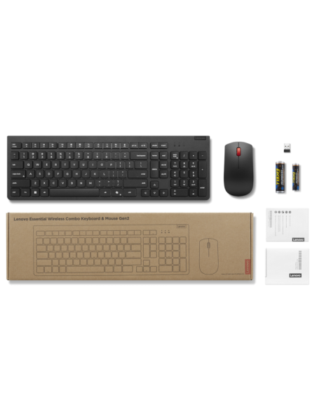 Teclado + raton lenovo essential inalambrico negro