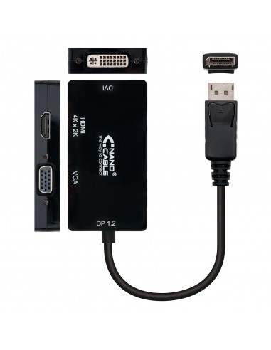 Conversor displayport a vga - dvi - hdmi nanocable 15cm - macho - hembra