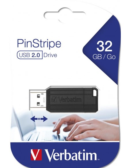 Memoria usb 2.0 verbatim pinstripe 32gb negro