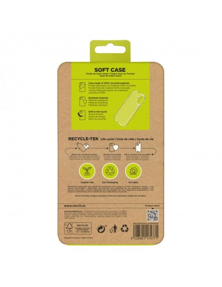 Funda muvit recycletek para apple iphone 16 transparente Funda muvit recycletek para apple iphone 16 transparente