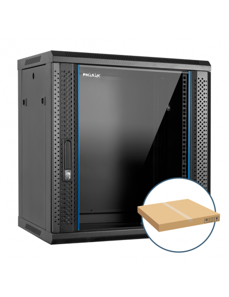 Armario rack mural 19 pulgadas phasak pro 12u 600x450 desmontado (envio flat pack) (incluyen 2 vent bolsa tornilleria)