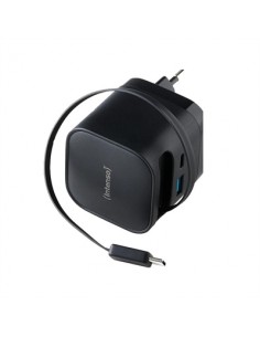 Cargador de pared intenso 65w gan w65acic retractil negro