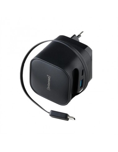 Cargador de pared intenso 65w gan w65acic retractil negro