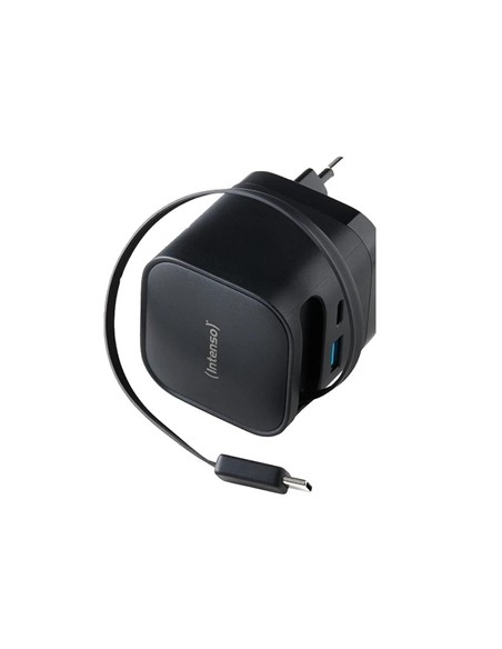 Cargador de pared intenso 65w gan w65acic retractil negro