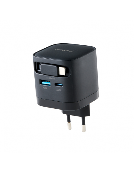 Cargador de pared intenso 65w gan w65acic retractil negro