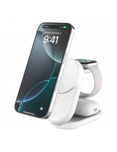 Base de carga belkin ultracharge blanco magnetico plegable qi2 25w movil reloj y auriculares blanco