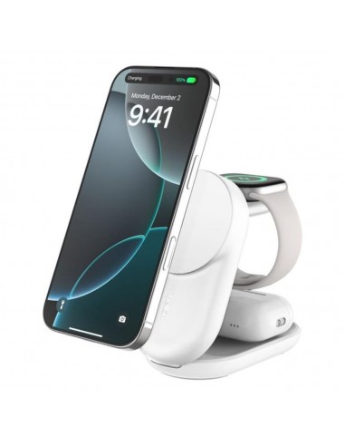 Base de carga belkin ultracharge blanco magnetico plegable qi2 25w movil reloj y auriculares blanco