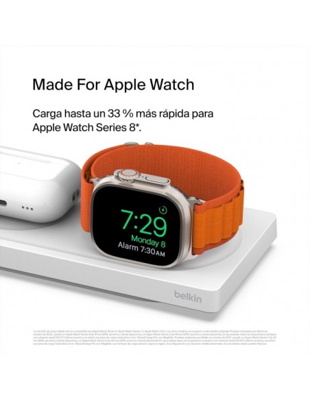 Base de carga inalambrica belkin wiz016vfwh magsafe 3 en 1 apple iphone airpods watch blanco