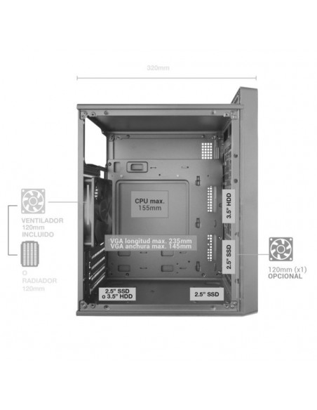 Caja ordenador tacens 2fortisii matx gris Caja ordenador tacens 2fortisii matx gris