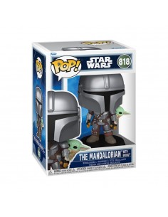 Funko pop star wars the mandalorian con grogu a la espalda