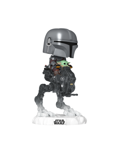 Funko pop star wars rides deluxe the mandalorian with grogu in imperial remnant at - rt