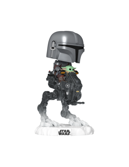 Funko pop star wars rides deluxe the mandalorian with grogu in imperial remnant at - rt