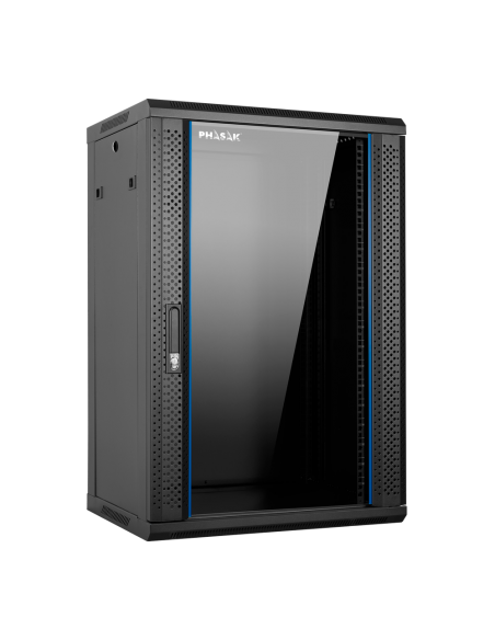 Armario rack mural 19 pulgadas phasak pro 18u 600×450 montado