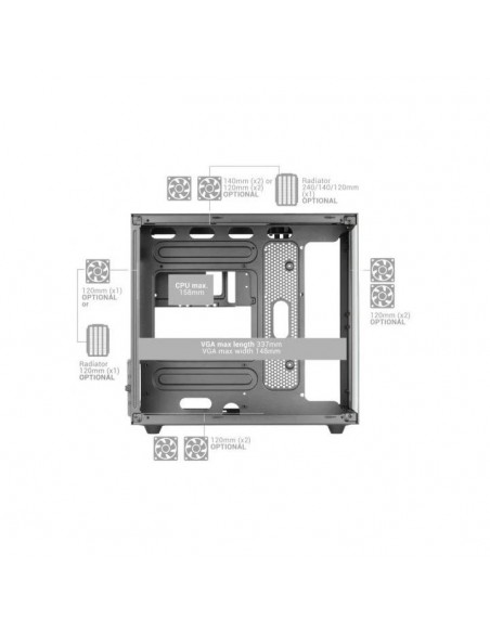 Caja ordenador mars gaming mcfusionm matx cristal templado negro Caja ordenador mars gaming mcfusionm matx cristal templado negro