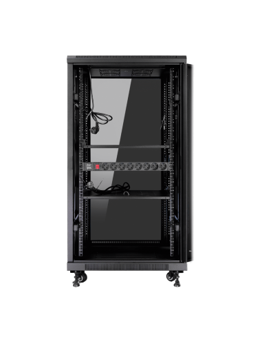 Armario rack de suelo 19 pulgadas phasak pro 27u negro 600x1000 montado