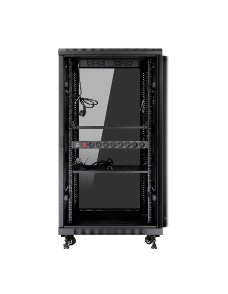 Armario rack de suelo 19 pulgadas phasak pro 27u negro 600x600 montado Armario rack de suelo 19 pulgadas phasak pro 27u negro 600x600 montado