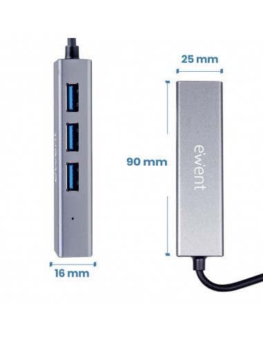 Hub ewent ew1159 usb tipo c - usb 3.2 4 en 1
