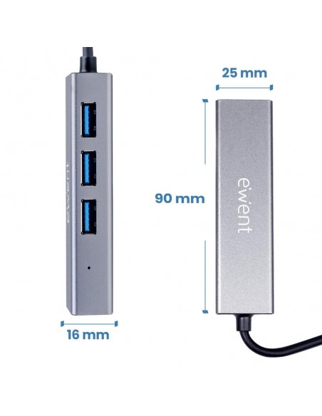 Hub ewent ew1159 usb tipo c - usb 3.2 4 en 1 Hub ewent ew1159 usb tipo c - usb 3.2 4 en 1