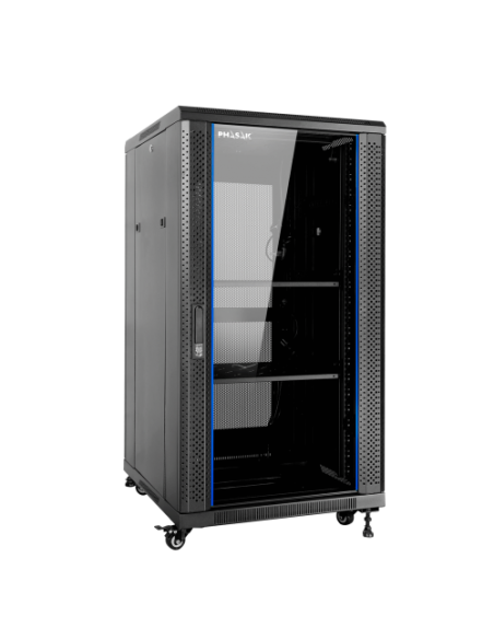 Armario rack de suelo 19 pulgadas phasak pro 27u negro 600x800 montado