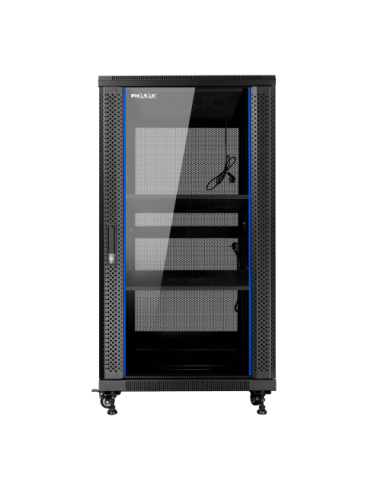 Armario rack de suelo 19 pulgadas phasak pro 27u negro 600x800 montado
