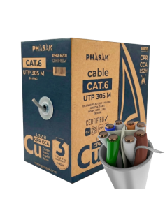 Bobina cable red phasak utp cat.6 lszh certificacion cpr (ignifugo) cca 305m gris