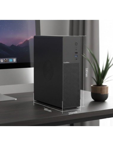 Caja ordenador coolbox matx slim t100 usb - c 3.2 gen1 full metal s - fte + 1 vent. 90mm