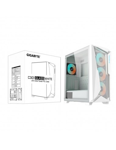 Caja ordenador gaming gigabyte ac301gw v2 atx rgb vidrio blanco