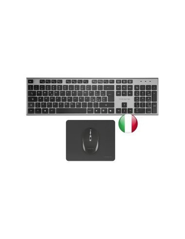 Teclado + raton tacens zenith inalambrico gris italiano + alfombrilla