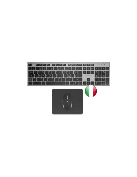 Teclado + raton tacens zenith inalambrico gris italiano + alfombrilla