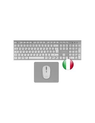 Teclado + raton tacens zenith inalambrico plata italiano + alfombrilla