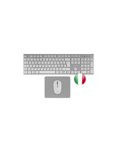 Teclado + raton tacens zenith inalambrico plata italiano + alfombrilla