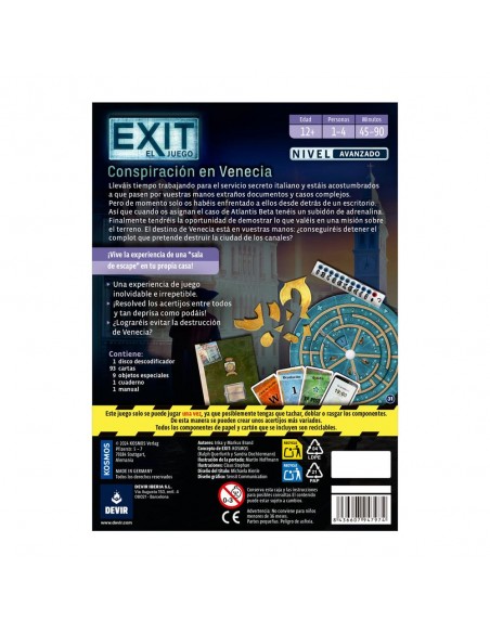 Juego de mesa exit: conspiración en venecia Juego de mesa exit: conspiración en venecia