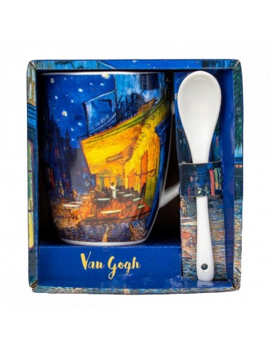 Taza con cuchara enesco terraza de café por la noche van gogh